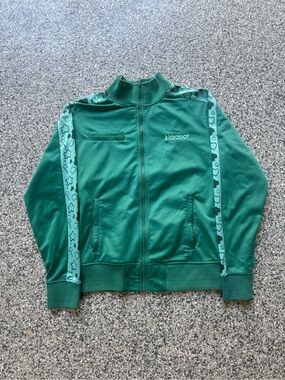 Kidrobot Men's Green Track Jacket with Graphic Stripe
